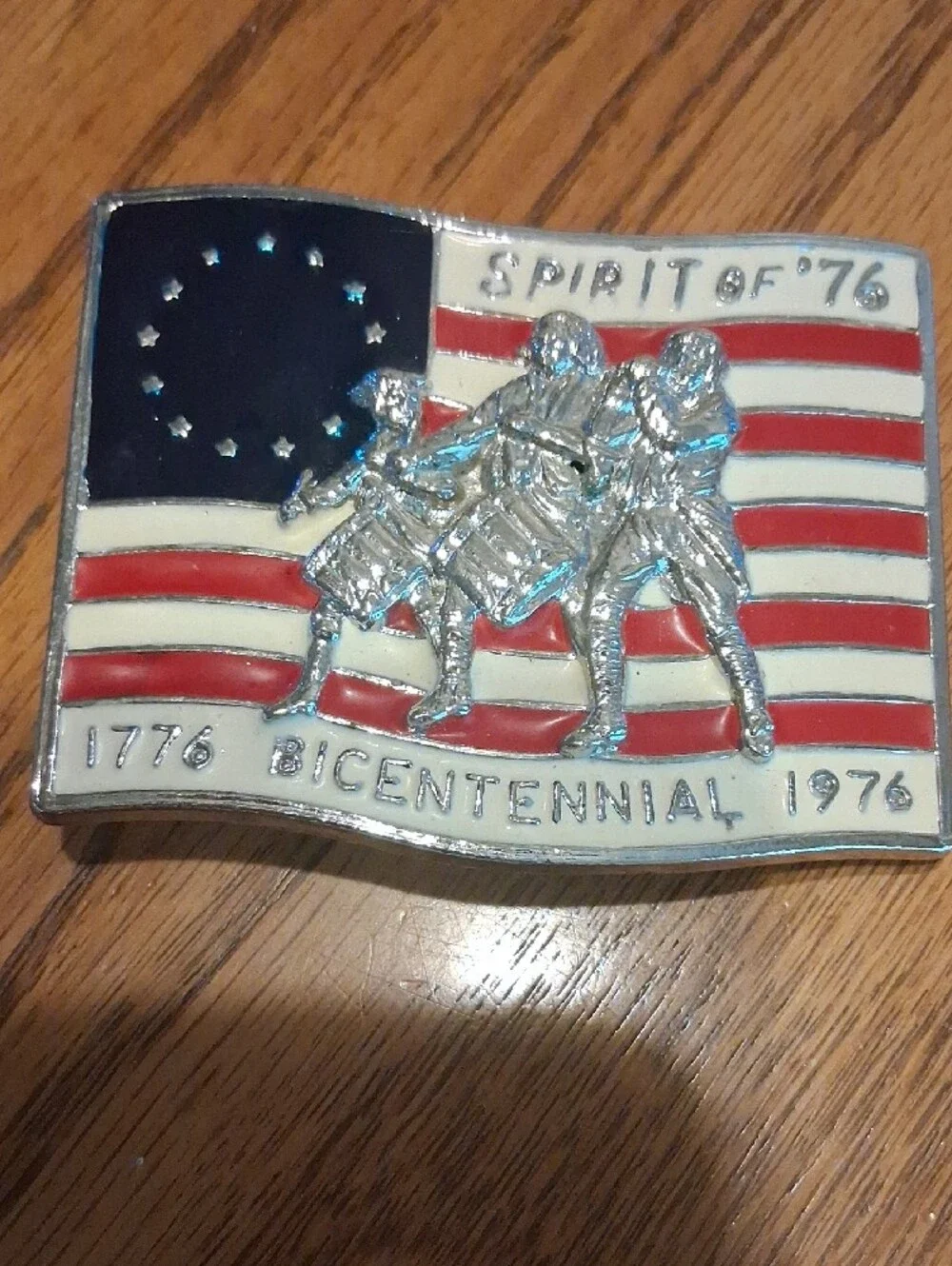 Bicentennial Flag Belt Buckle - Red, White & Blue